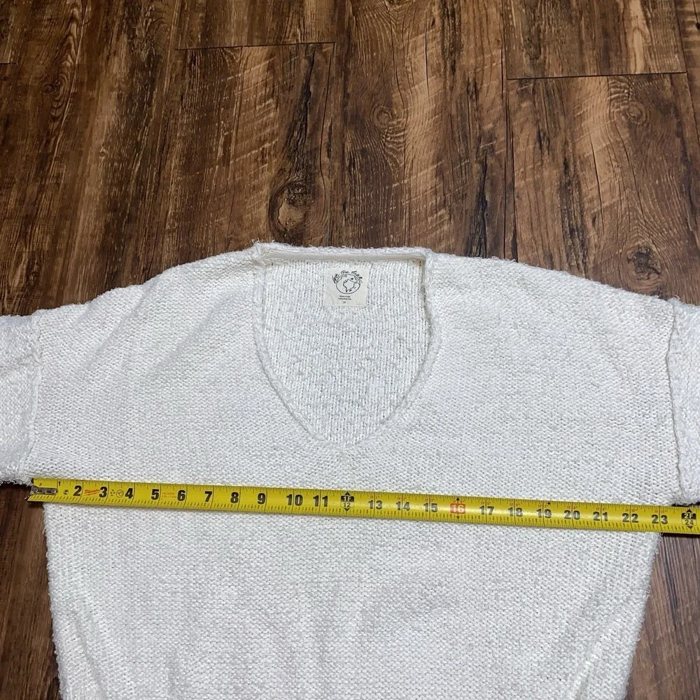 Free People Cream Slouchy V Neck Pullover Theo Sweater Womens Small